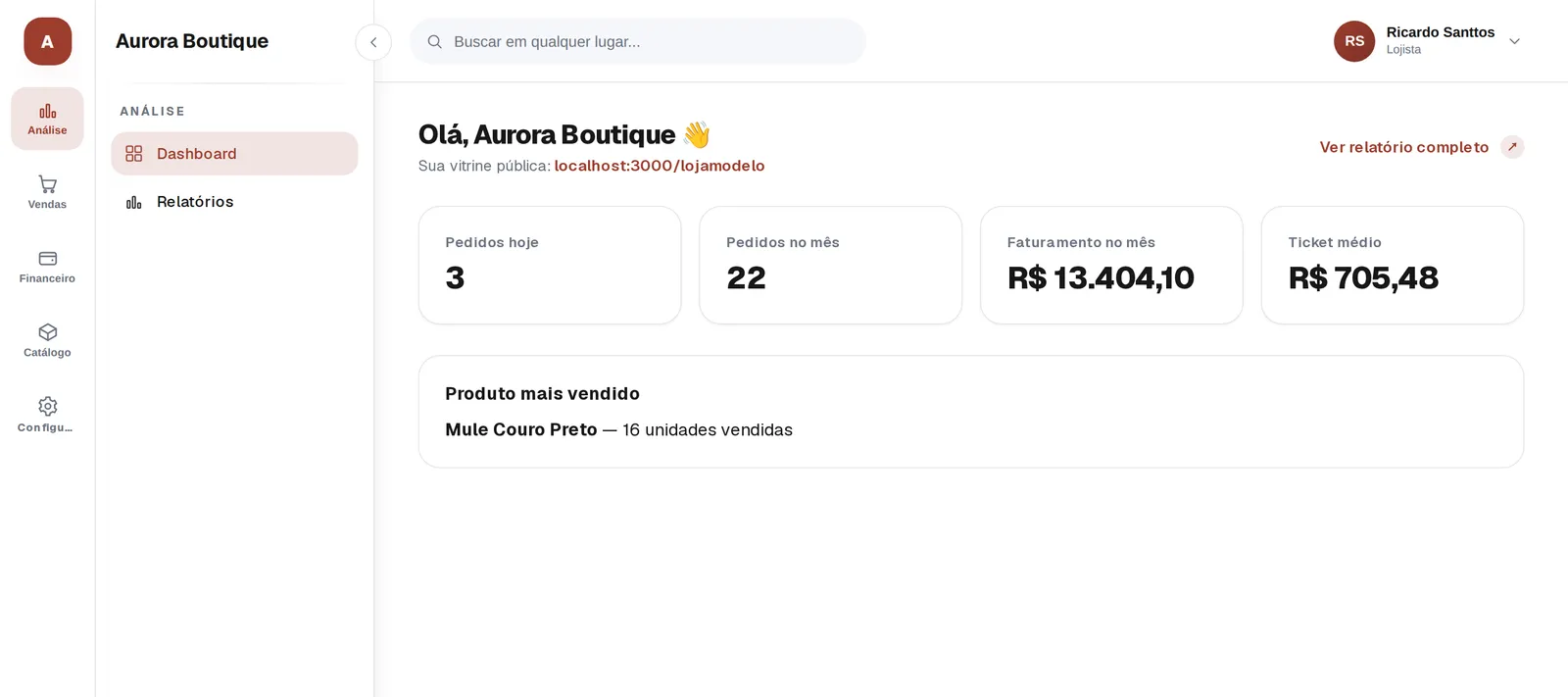 Um painel que segura o dia a dia da loja